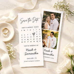 Moderne minimalistische Foto-Kalender-Hochzeit ein Save The Date