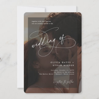 Moderne minimalistische Foto-Overlay-Hochzeit alle Einladung
