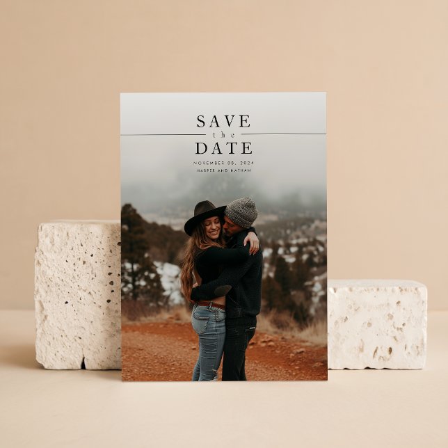 Moderne Minimalistische Foto-QR-Code-Hochzeit Save The Date (Von Creator hochgeladen)