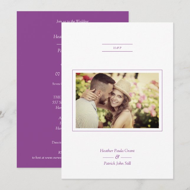 Moderne Minimalistische Foto-Script-Hochzeit  Einladung (Vorne/Hinten)