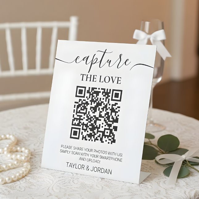 Moderne Minimalistische Foto-Sharing-QR-Code Sockelschild (Von Creator hochgeladen)