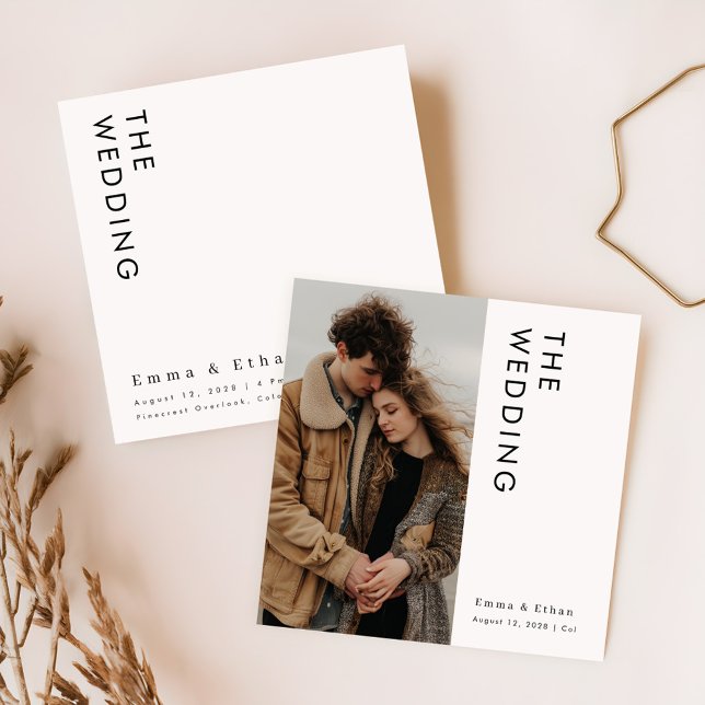 Moderne Minimalistische Foto Square Wedding Einladung (Von Creator hochgeladen)