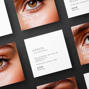 Moderne minimalistische Foto- und Socials-Wimpernt Quadratische Visitenkarte