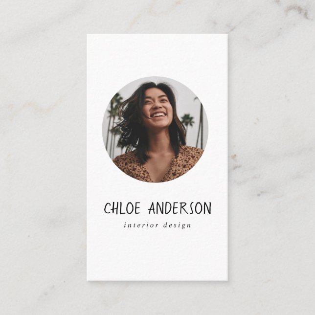 Moderne Minimalistische Foto-Visitenkarte Visitenkarte (Vorderseite)