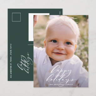 Moderne minimalistische Foto-Weihnachten eleganter Feiertagspostkarte