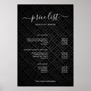 Moderne Minimalistische Friseursalon-Preisliste fü Poster