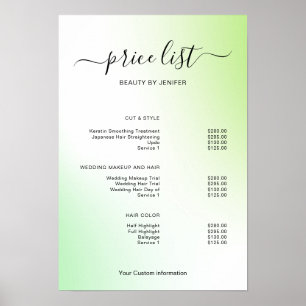 Moderne Minimalistische Friseursalon-Preisliste fü Poster