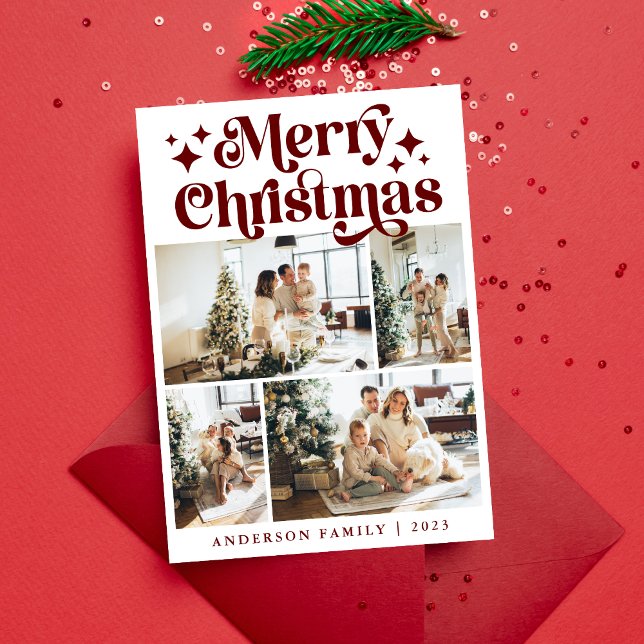 Moderne Minimalistische frohe Weihnachten Vier Fot (Von Creator hochgeladen)