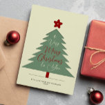 Moderne minimalistische frohe Weihnachtsschrift ei Feiertagskarte<br><div class="desc">Retro Stil rot dunkelburgund und Jäger grün und Sternen Formen und handschriftlich "ein sehr frohe Weihnachten für Sie" Drehbuch Nicht-Foto einfach minimale Design trendige Urlaubskarte. Einfach mit Ihrem Familiennamen und Jahr personalisieren.</div>