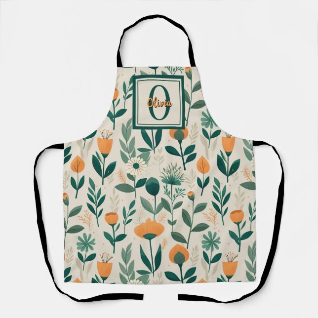 Moderne Minimalistische Frühlingsblumen Schürze (Vorderseite)