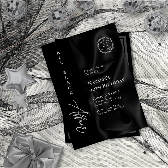 Moderne Minimalistische, ganz schwarze Kleidung fo Einladung (Modern Minimalist All Black Attire Formal Affair Invitation)