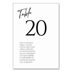Moderne Minimalistische Gästename Hochzeit Tischnummer