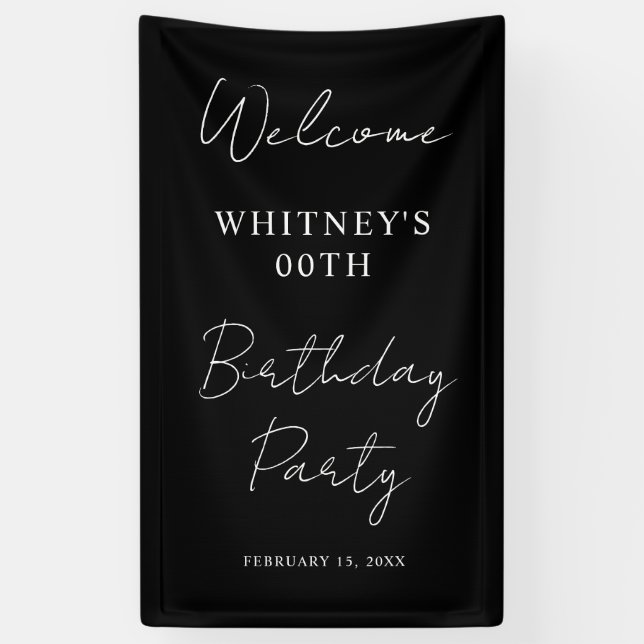 Moderne Minimalistische Geburtstagsparty Banner (Vertikal)