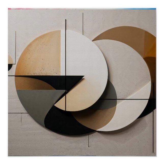 Moderne Minimalistische geometrische Kreise Abstra Poster (Vorderseite)