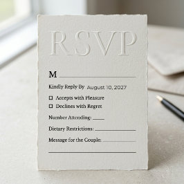 Moderne Minimalistische Geprägte Hochzeit RSVP Karte
