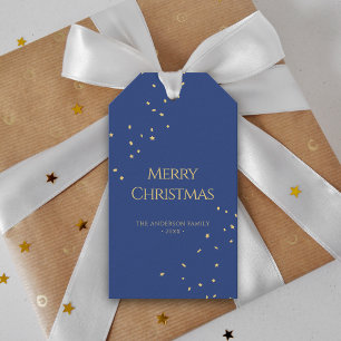 Moderne Minimalistische Gold Confetti Frohe Weihna Geschenkanhänger