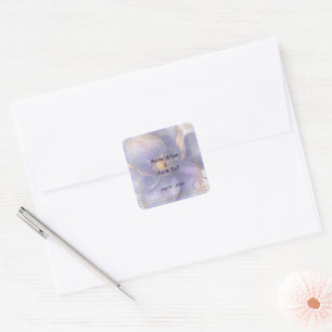 Moderne minimalistische Gold- und Violette Hochzei Quadratischer Aufkleber