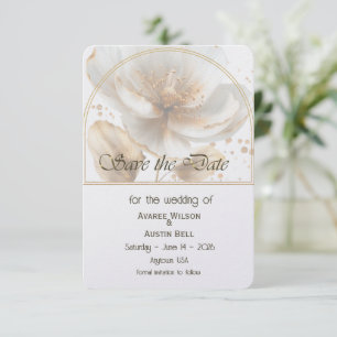 Moderne Minimalistische Gold- und Weiße Hochzeit Save The Date
