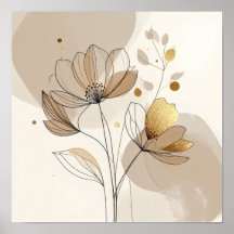 Moderne minimalistische goldene Blumenlinie Kunst: