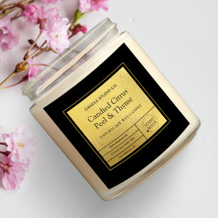 Moderne minimalistische goldene Luxus-Kerzenetiket Quadratischer Aufkleber