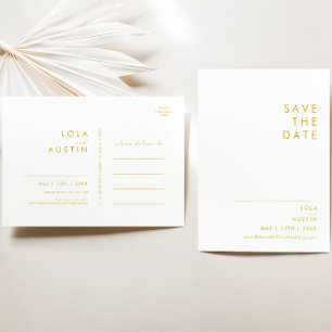 Moderne Minimalistische Goldene Schrift Save-The-D Einladungspostkarte