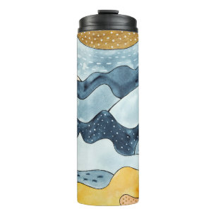 Moderne Minimalistische Goldene Sonnenerscheinung Thermosbecher