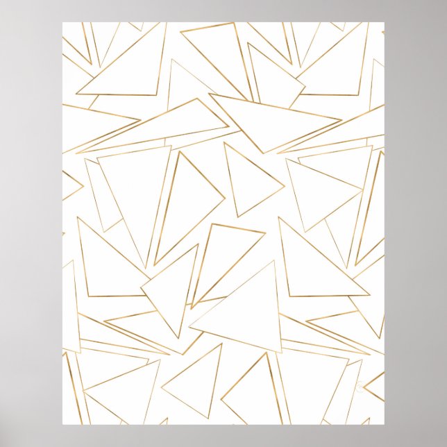 Moderne Minimalistische Goldene Striche Dreiecke Poster (Vorne)