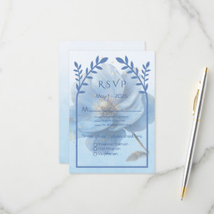 Moderne minimalistische goldene und blaue Hochzeit RSVP Karte