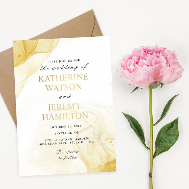 Moderne Minimalistische Goldhochzeit Folieneinladung (Von Creator hochgeladen)