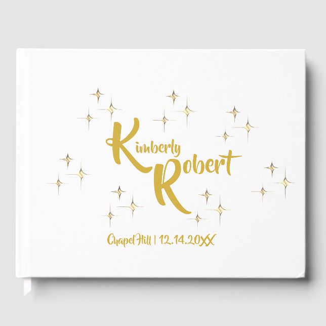 Moderne Minimalistische Goldhochzeit Gästebuch (Vorderseite)