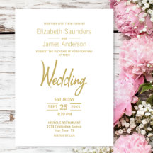 Moderne Minimalistische Goldtext-Hochzeit