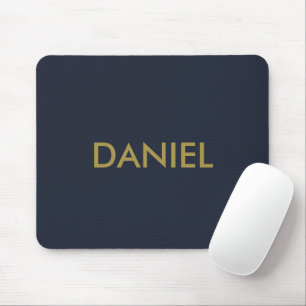 Moderne minimalistische Goldtexte blau Mousepad