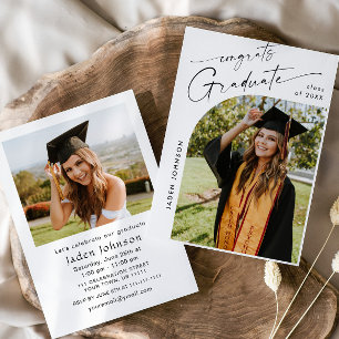 Moderne Minimalistische Grad-2-FOTO-Graduierungspa Einladung
