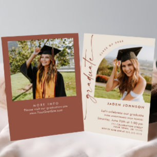 Moderne Minimalistische Grad-2-FOTO-Graduierungspa Einladung