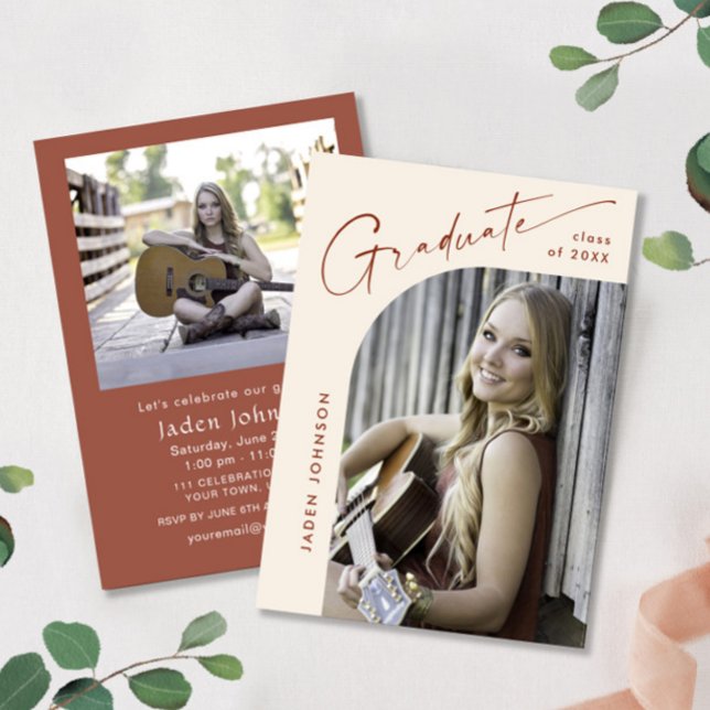 Moderne Minimalistische Grad-2-FOTO-Graduierungspa Einladung (Von Creator hochgeladen)