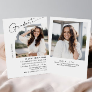 Moderne Minimalistische Grad-2-FOTO-Graduierungspa Einladung