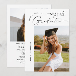 Moderne Minimalistische Grad-2-FOTO-Graduierungspa Einladung