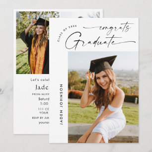 Moderne Minimalistische Grad 4 FOTO Graduierungspa Einladung