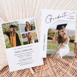 Moderne Minimalistische Grad 4 FOTO Graduierungspa Einladung