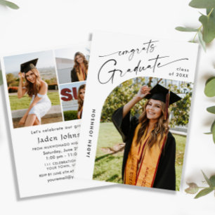 Moderne Minimalistische Grad 4 FOTO Graduierungspa Einladung