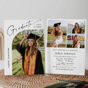 Moderne Minimalistische Grad 4 FOTO Graduierungspa Einladung