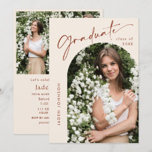 Moderne Minimalistische Grad 4 FOTO Graduierungspa Einladung