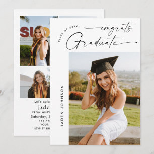 Moderne Minimalistische Grad-5-FOTO-Graduierungspa Einladung