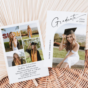 Moderne Minimalistische Grad-5-FOTO-Graduierungspa Einladung
