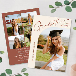 Moderne Minimalistische Grad-5-FOTO-Graduierungspa Einladung