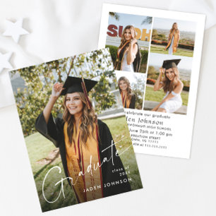 Moderne Minimalistische Grad-5-FOTO-Graduierungspa Einladung