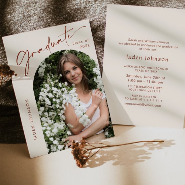 Moderne Minimalistische Grad-FOTO-Graduierungspart Einladung (Von Creator hochgeladen)