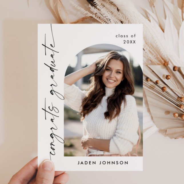 Moderne Minimalistische Grad-FOTO-Graduierungspart Einladung (Von Creator hochgeladen)