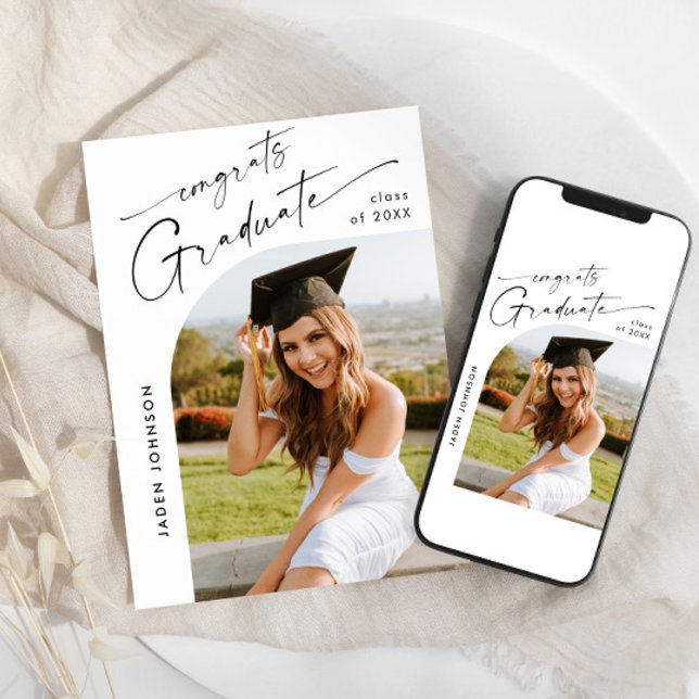 Moderne Minimalistische Grad-FOTO-Graduierungspart Einladung (Von Creator hochgeladen)