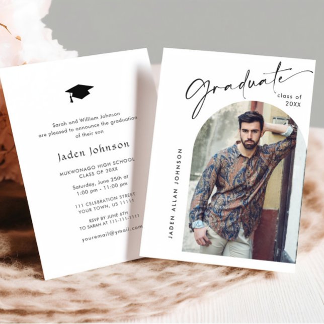 Moderne Minimalistische Grad-FOTO-Graduierungspart Einladung (Von Creator hochgeladen)